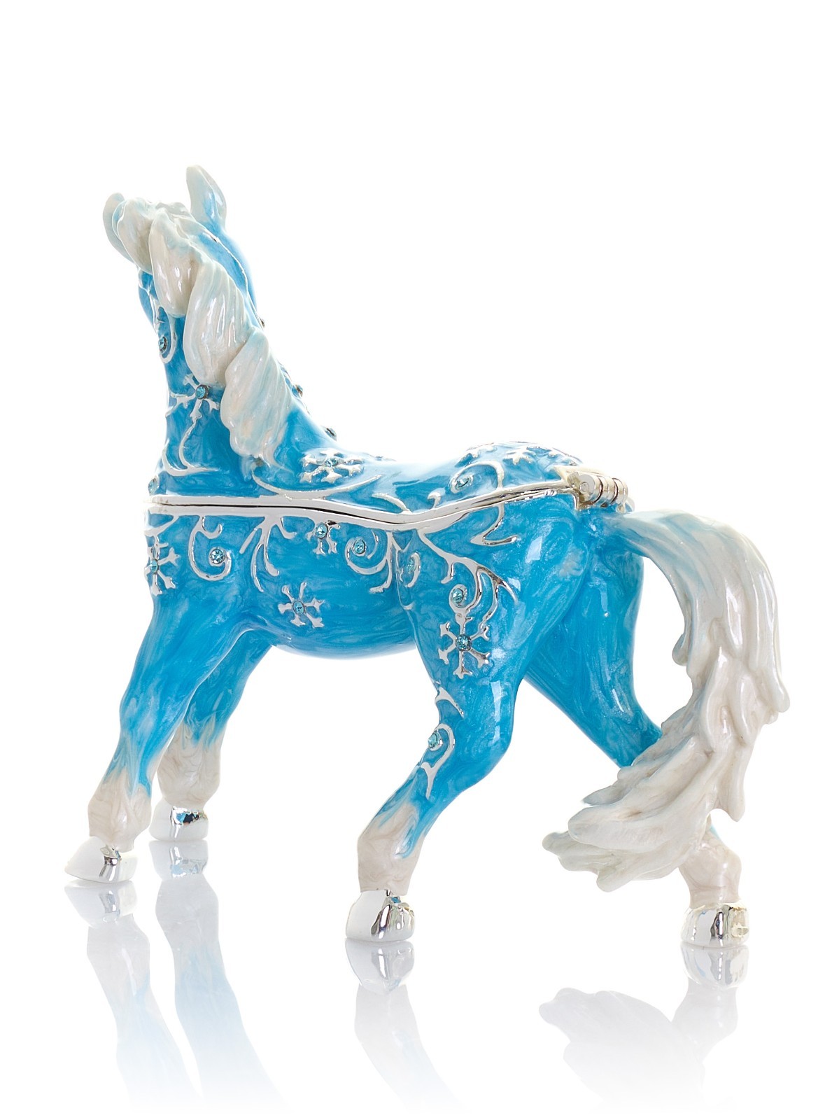 Keren Kopal blue horse Hand made Trinket box Decorated with Austrian Crystals