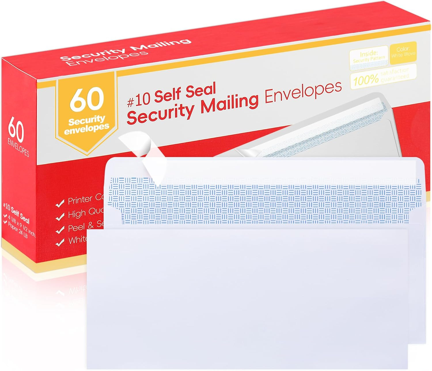 #10 Letter Size Mailing Envelopes for Business, 60Pcs Self Seal