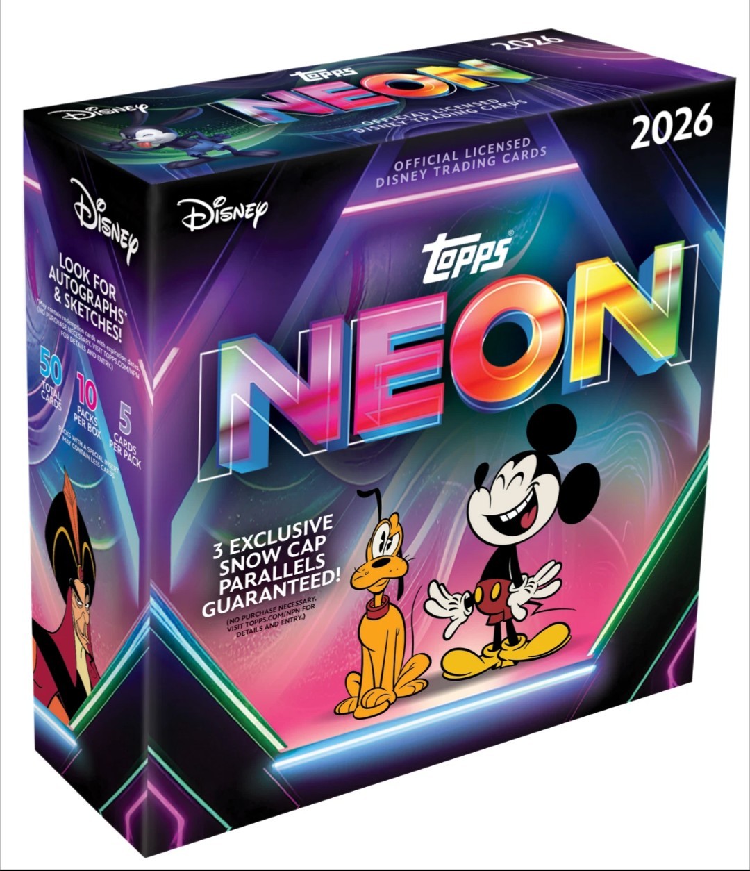 2026 TOPPS DISNEY NEON MEGA BOX (50 Cards) Brand New SHIPS ASAP