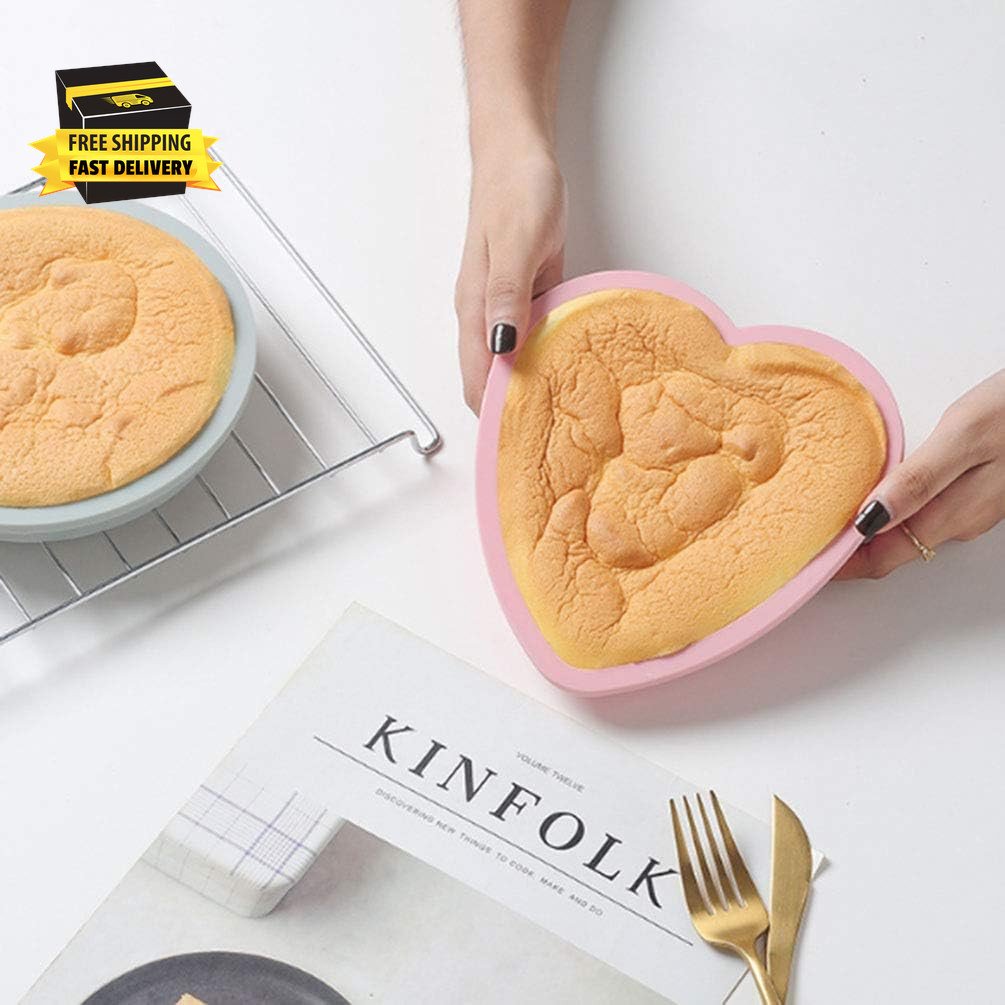 2PCS Heart Shaped Cake Pan Silicone Cake Mold Baking Pans Non-Stick Cake Bakewar