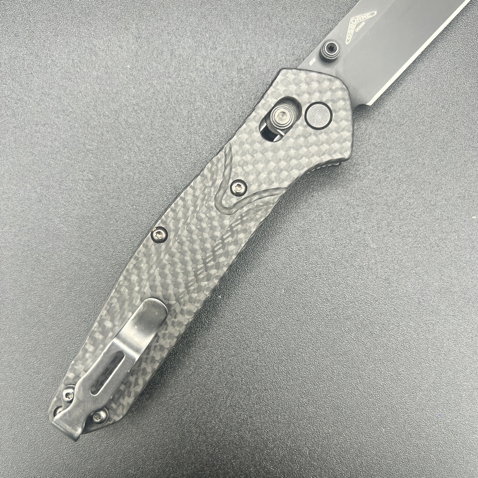 CUSTOM Benchmade 940-1 Osborne AXIS Lock Knife Carbon Fiber W/ M4 Black Blade