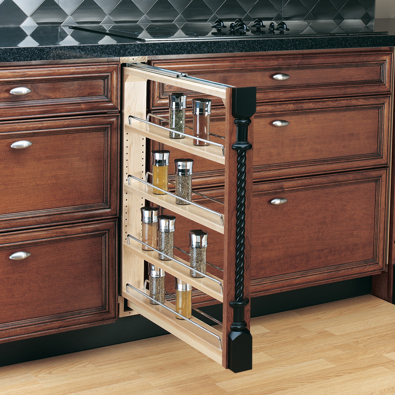 Rev-A-Shelf 3″ Pull Out Kitchen Cabinet Filler Organizer Spice Rack, 432-BF-3C