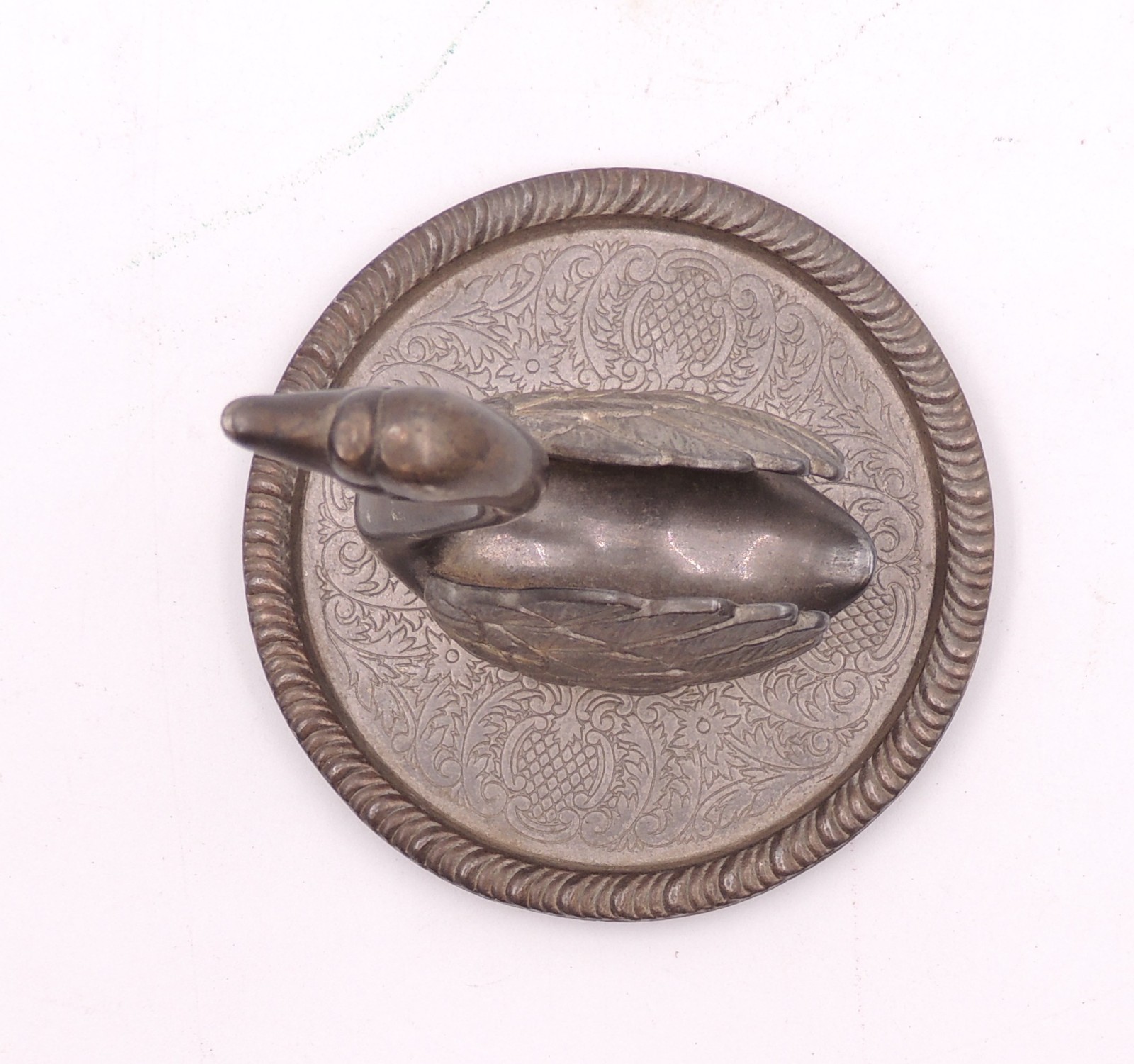 Vintage SWAN RING HOLDER EP Zinc Alloy Silver Metal Patinaed Vanity Decor MCM
