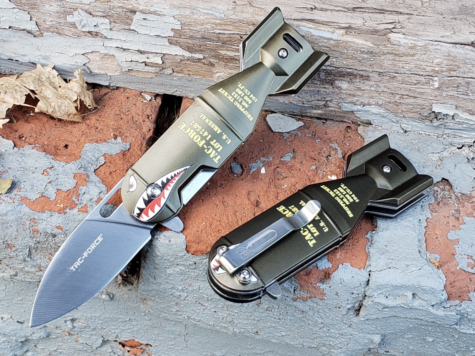 Air Force Flying Tiger Shark Bomb Spring Assisted Pocket Knife Blade EDC 3.5oz