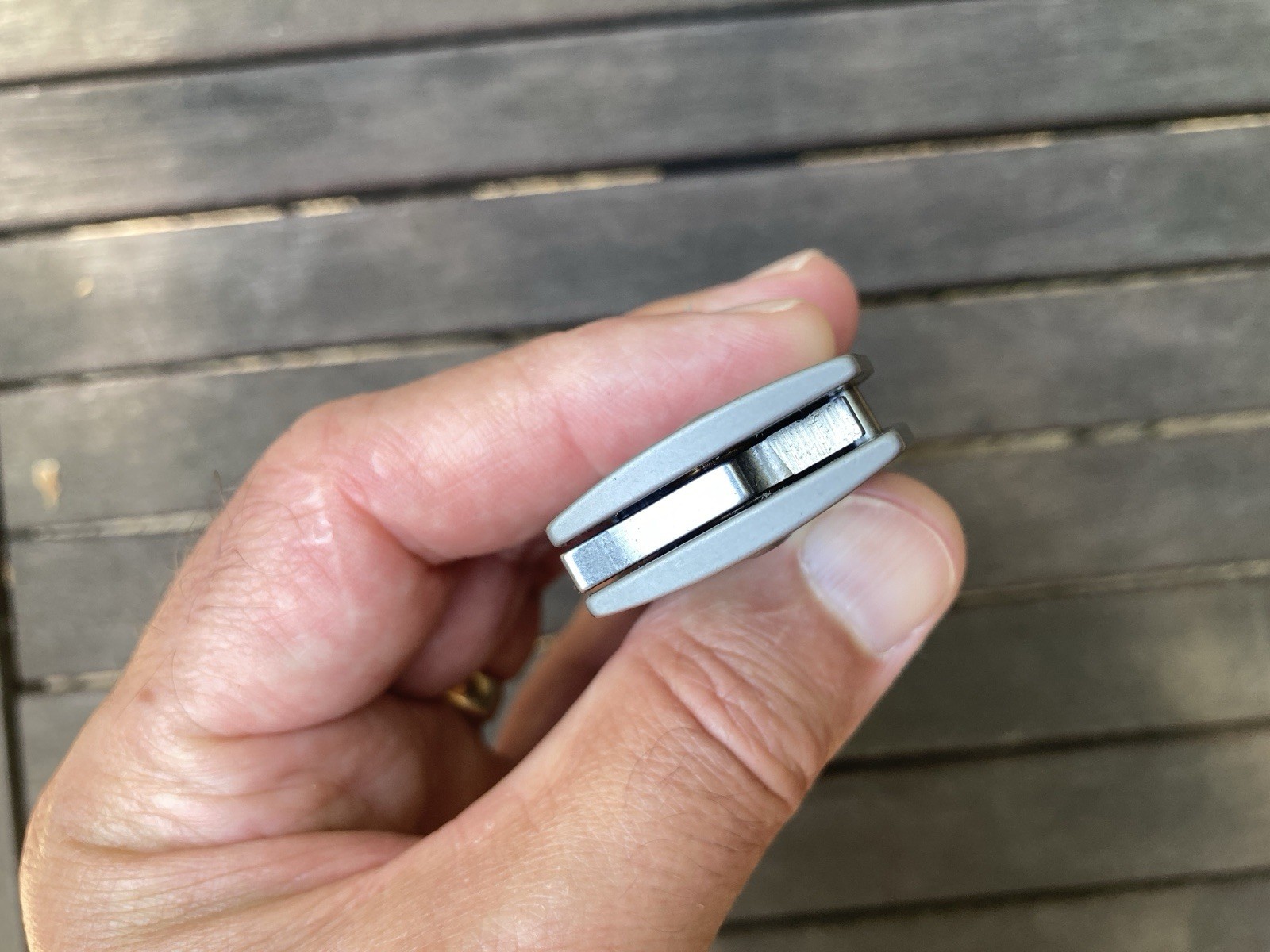 Titanium Framelock Pocket Knife Grey. Thumbhole, Pocket Clip. Excellent!