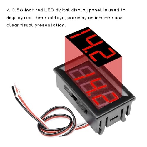 2PCS DC 0-30V Mini Digital Voltmeter – 3-Wire 0.56″ LED Digital Display – Red