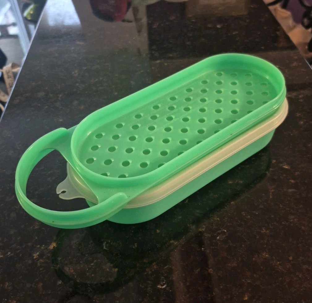 Vintage Tupperware Mandolin Jadeite Green Handy Grater 3 Piece Set