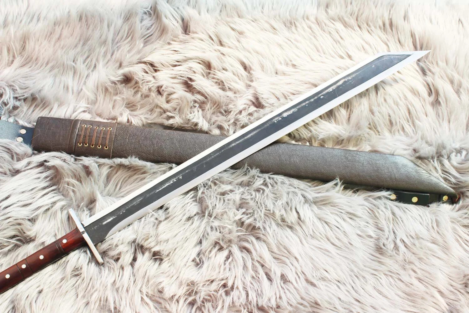 Custom Handmade Christian Fletcher Sword With scabbard Seax 25 Inch Seax Blade