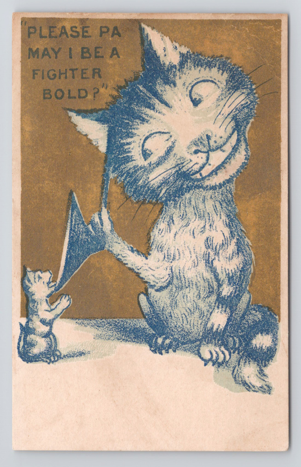 Anthropomorphic Kitty Cat Kitten with Ear Trumpet Victorian Trade Card 1880’s