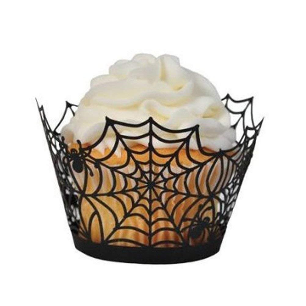 BinaryABC Halloween Cupcake Wrappers,Spider Web 36 Count (Pack of 1), Black