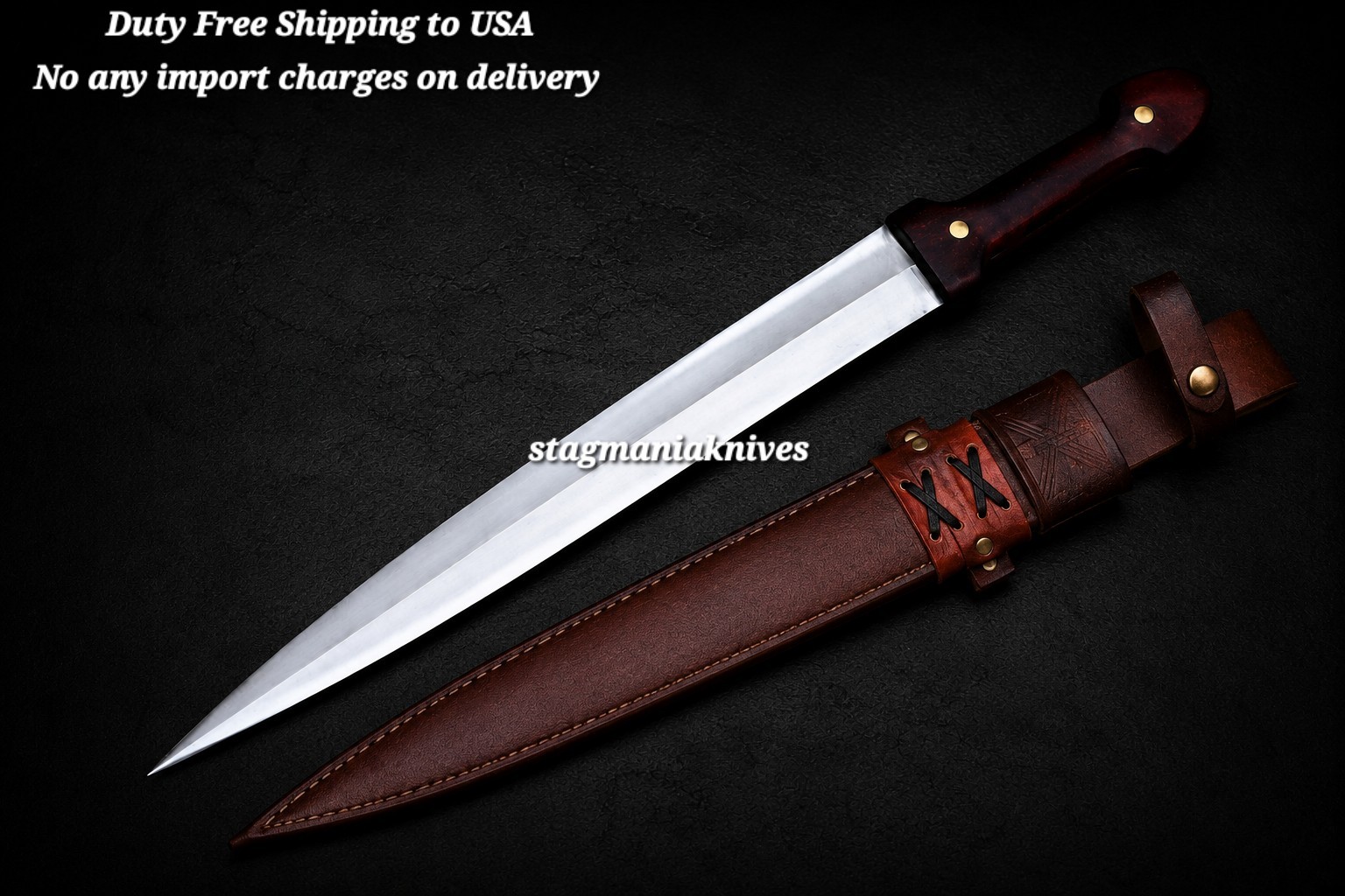 Handmade J2 Steel Full Tang Battle Ready Imperial Russian Kindjal Georgian Sword