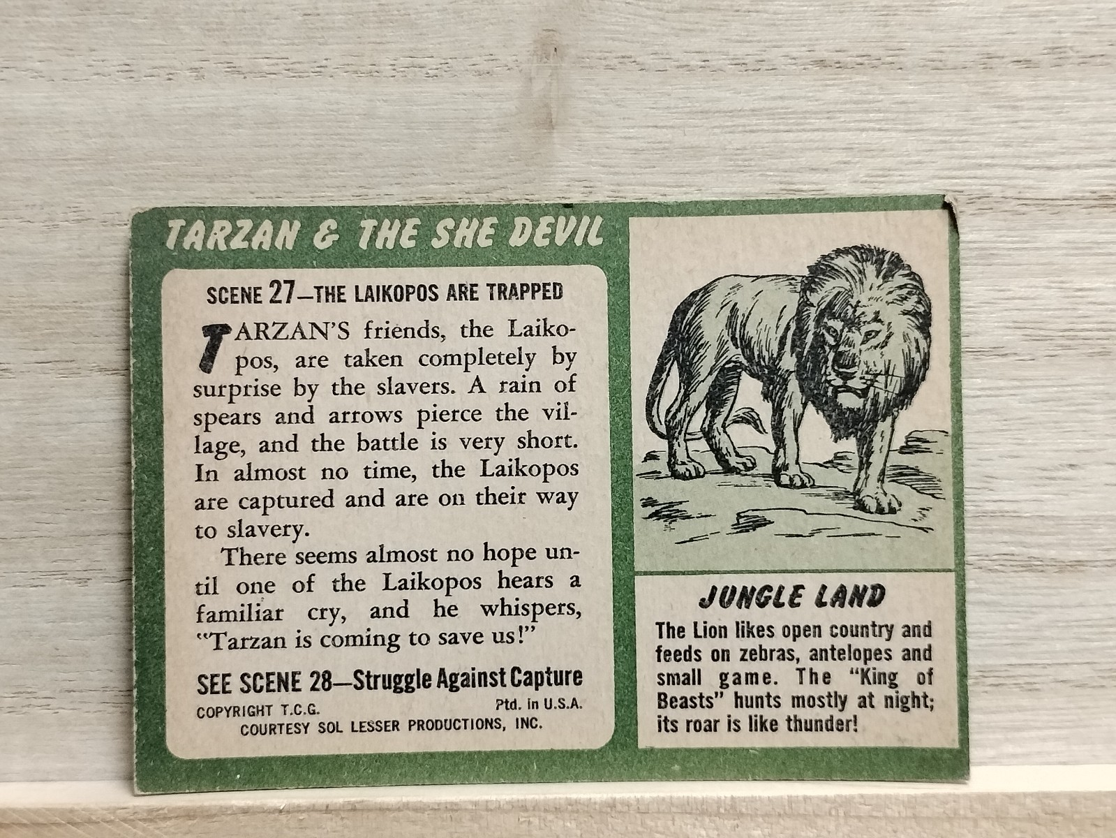 1953 Tarzan & the She Devil Scene 27 “The Laikopos are Trapped” Topps Card
