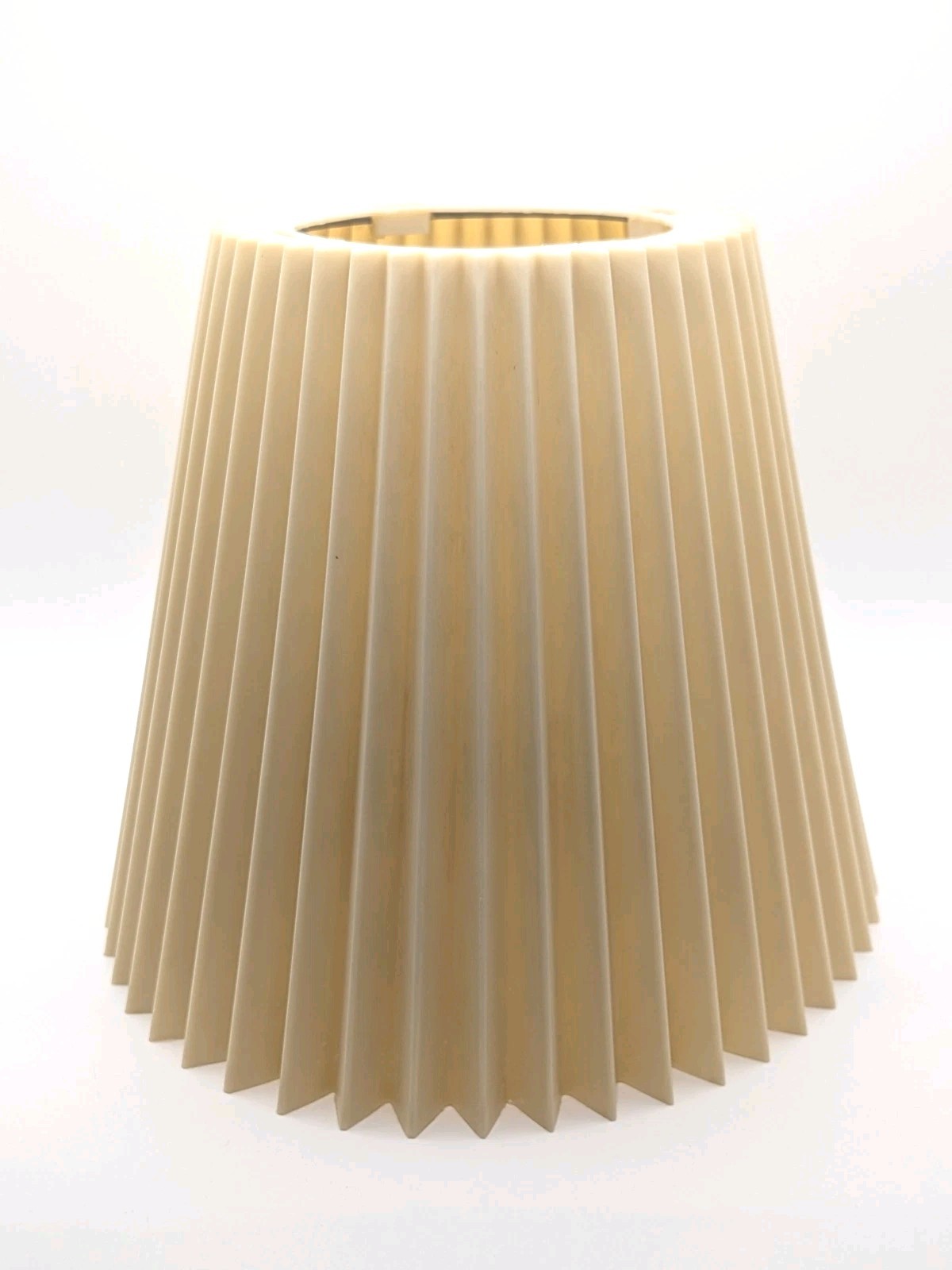 Vintage MCM Hard Plastic Lampshade Pleated Accordion Style~Beige~Clip On~7″ Tall