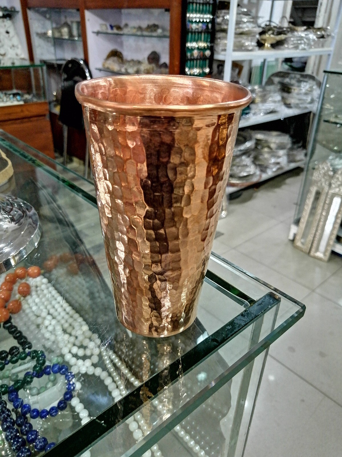100% Pure organic Copper Water Glass Beautiful Hammered Drinking 1 PC 500ml