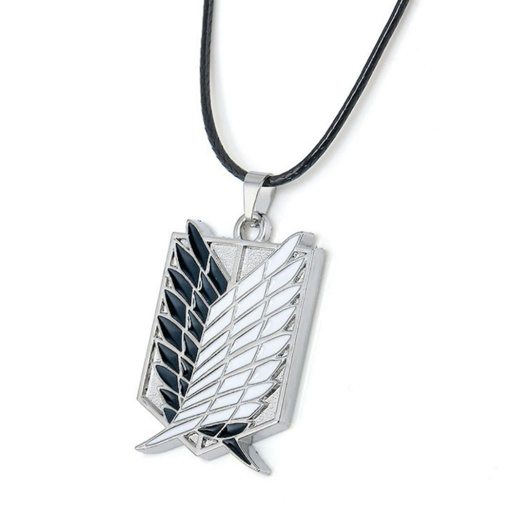 ATTACK ON TITAN NECKLACE Black White Survey Corps Logo Shingeki No Kyojin NEW