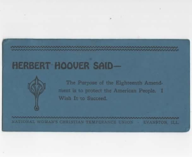 Prohibition ink blotter c1930 18th Amendment Evanston Illinois Temperance
