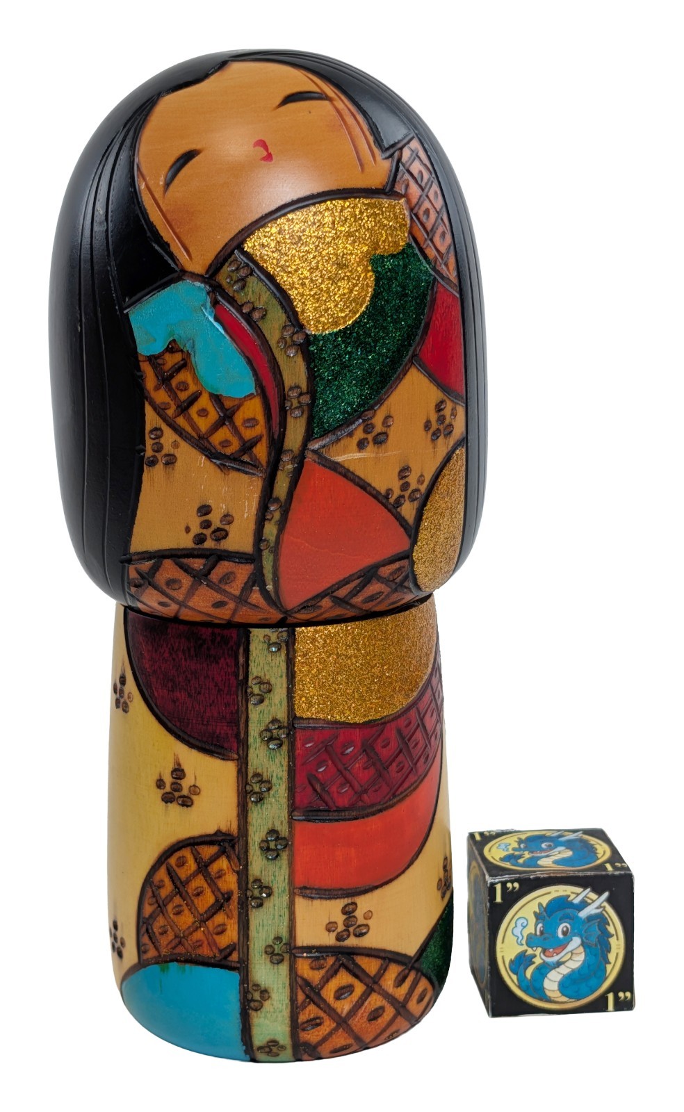Creative Kokeshi Doll w Colorful Design by Sekiguchi Toshio from Japan 16cm 6.3″