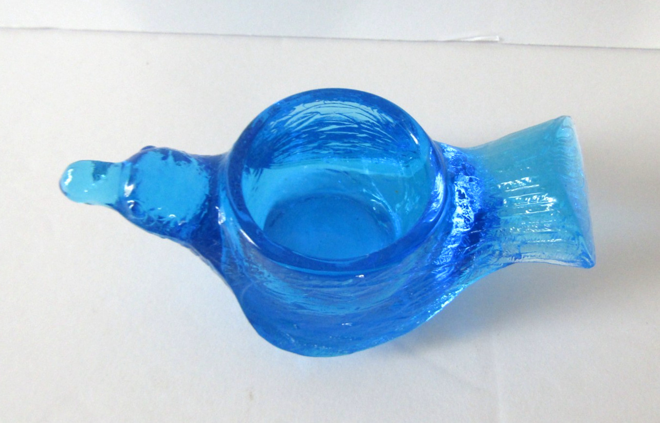 Summit Art Glass Light Blue Bird with Berry Salt Dip Votive Candle Holder