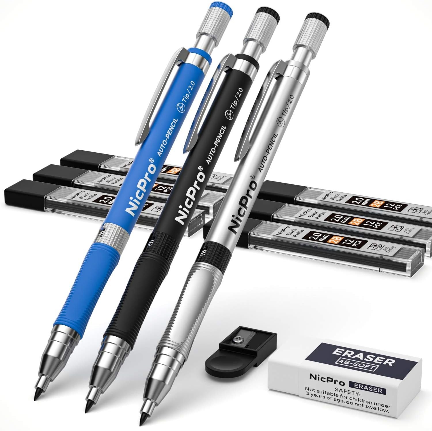 11 Pieces 2mm Mechanical Pencil Set, 3 PCS Carpenter Drafting Pencil 2.0 mm f…