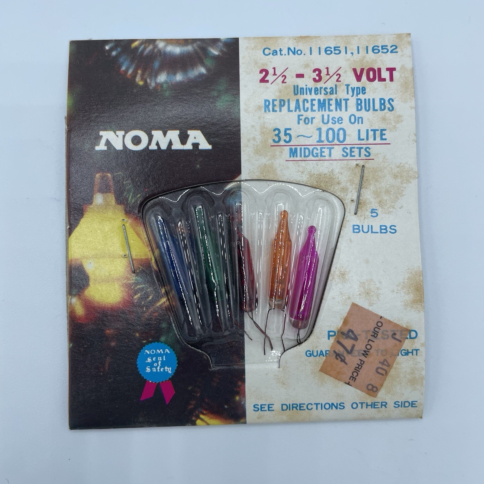 Vintage NOMA Christmas Light Multicolor Midget Sets Replacement 5 Bulbs NOS USA