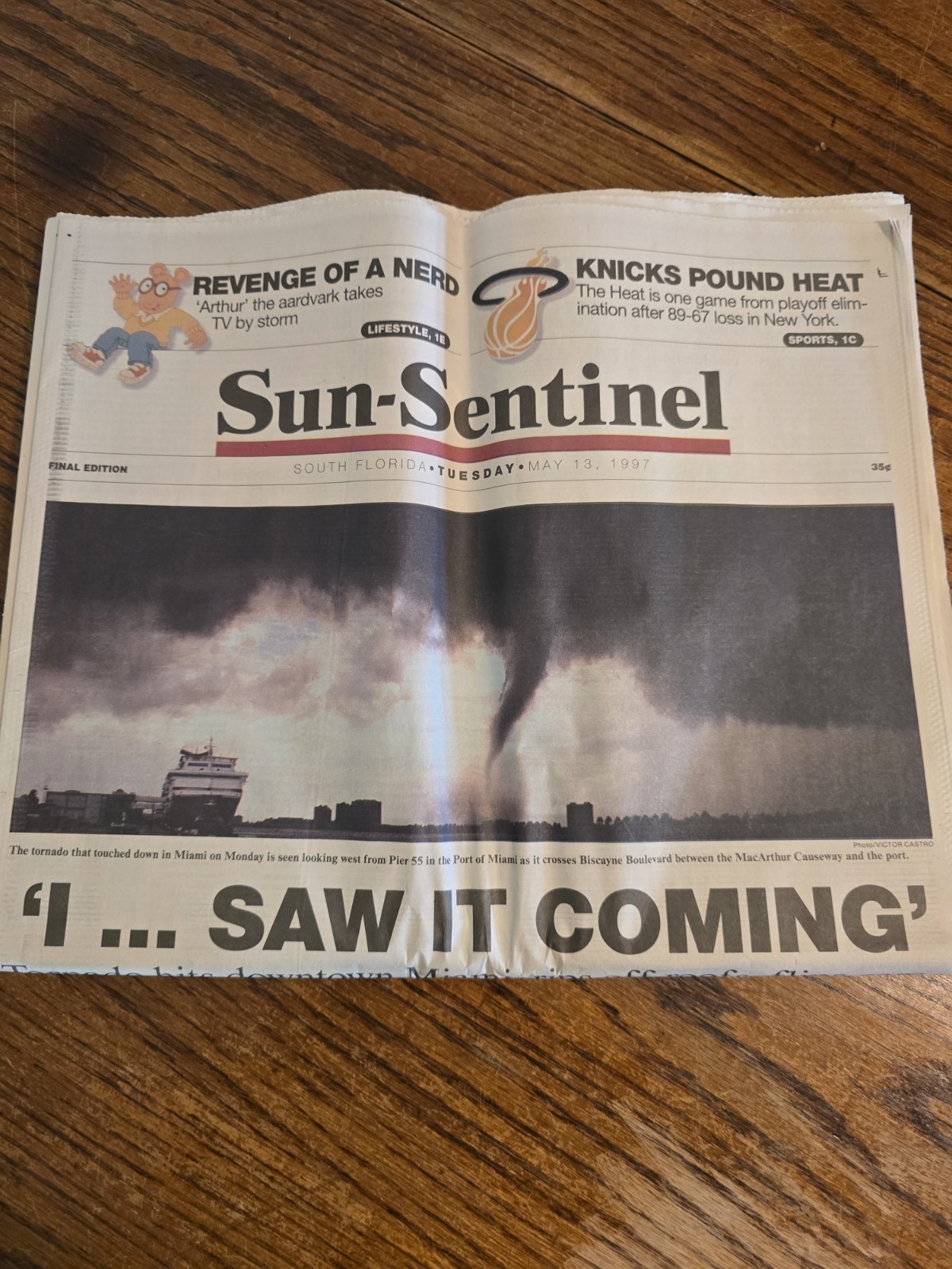 Tornado Hits Miami Full Newspaper Sun-Sentinel May 13 1997 Never Read