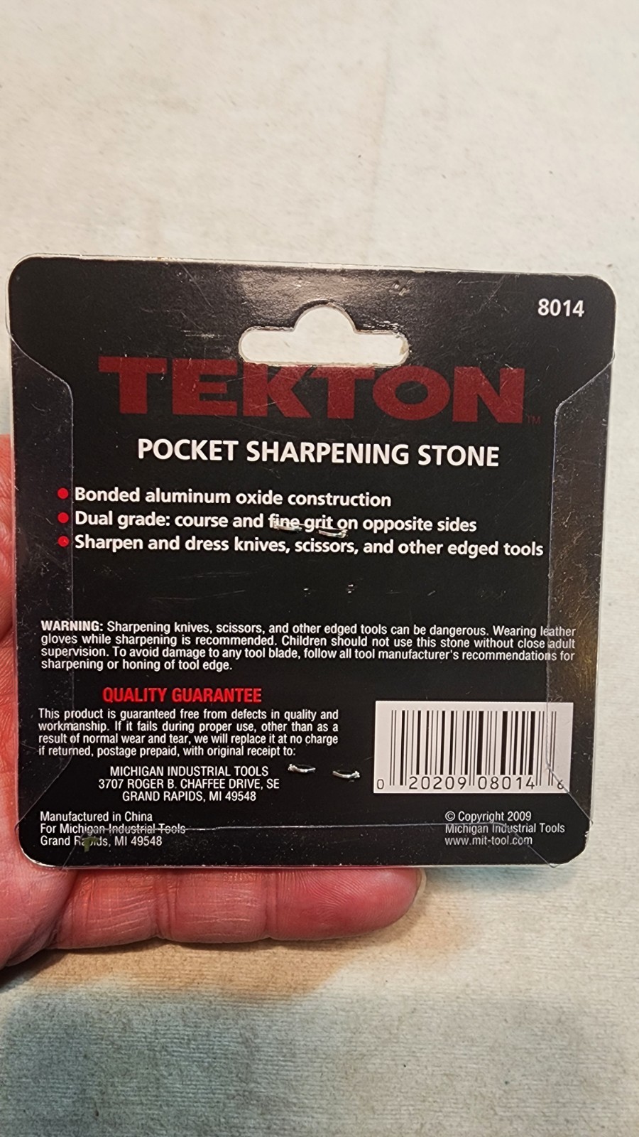 Tekton Pocket Dual Grit Sharpening Stone 3″ x 1″, NEW
