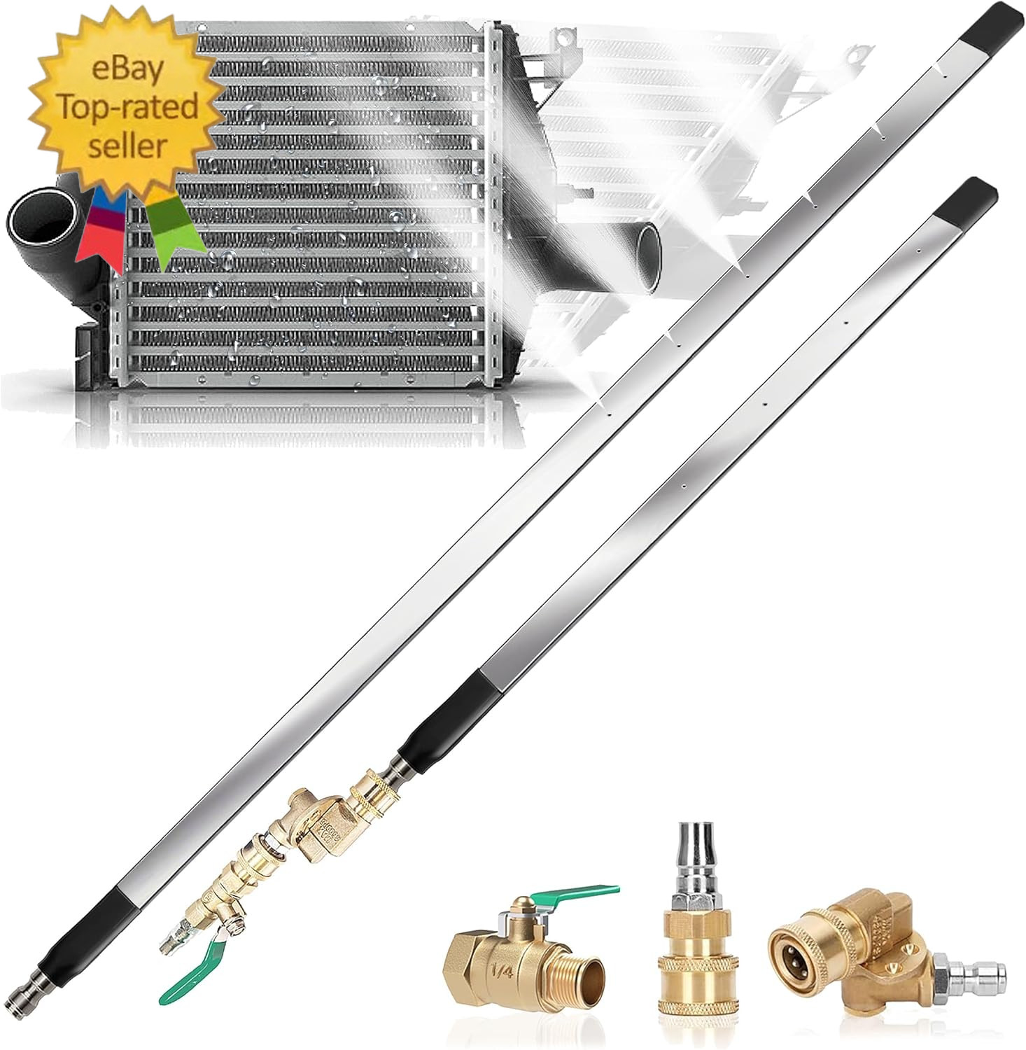 47″ & 24″ Radiator Cleaning Wand 2-Piece Set, 4500 PSI Stainless Steel Dual Wate