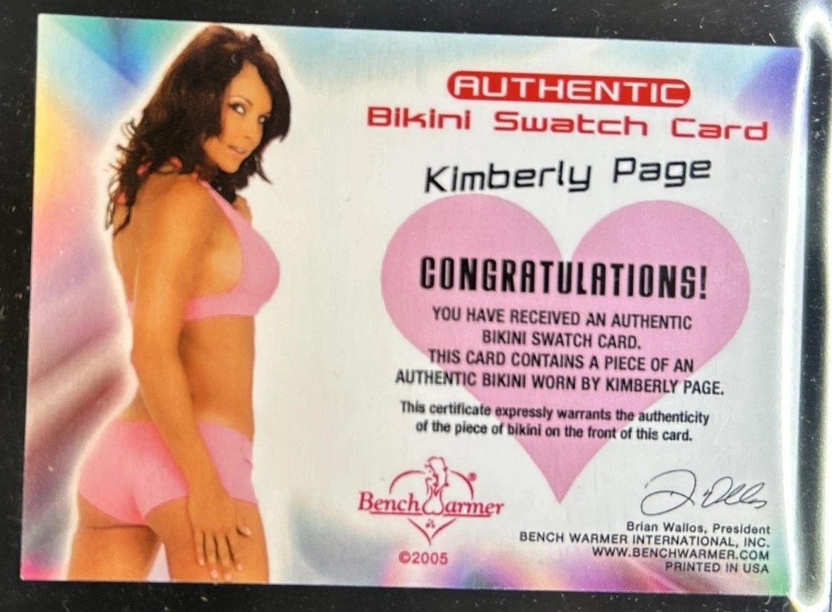 2005 Benchwarmer Kimberly Page Authentic Bikini Swatch Relic – WCW Playboy!