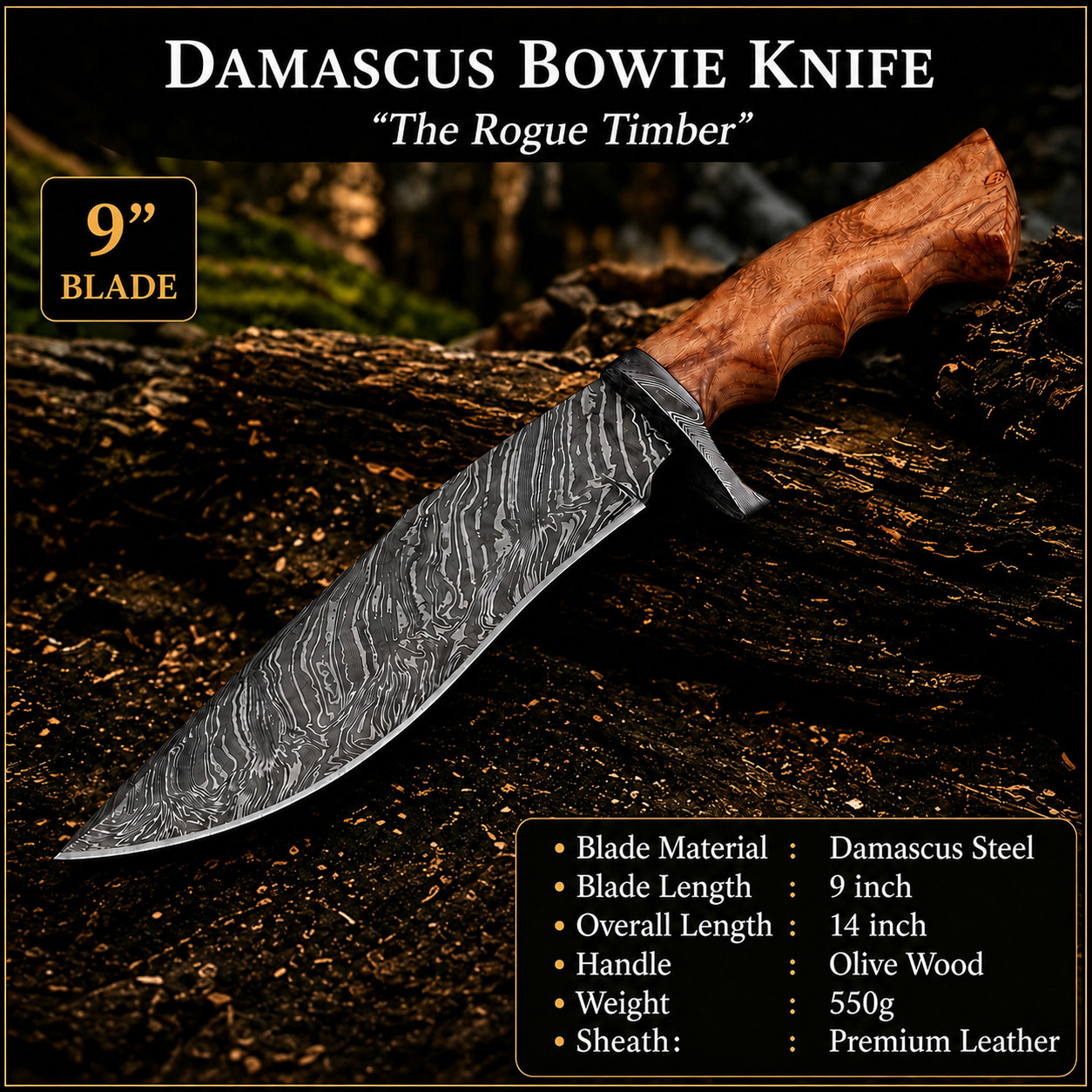Bowie Knife Tactical Hunting Camping Fixed Blade Survival Knife Outdoor Handmade