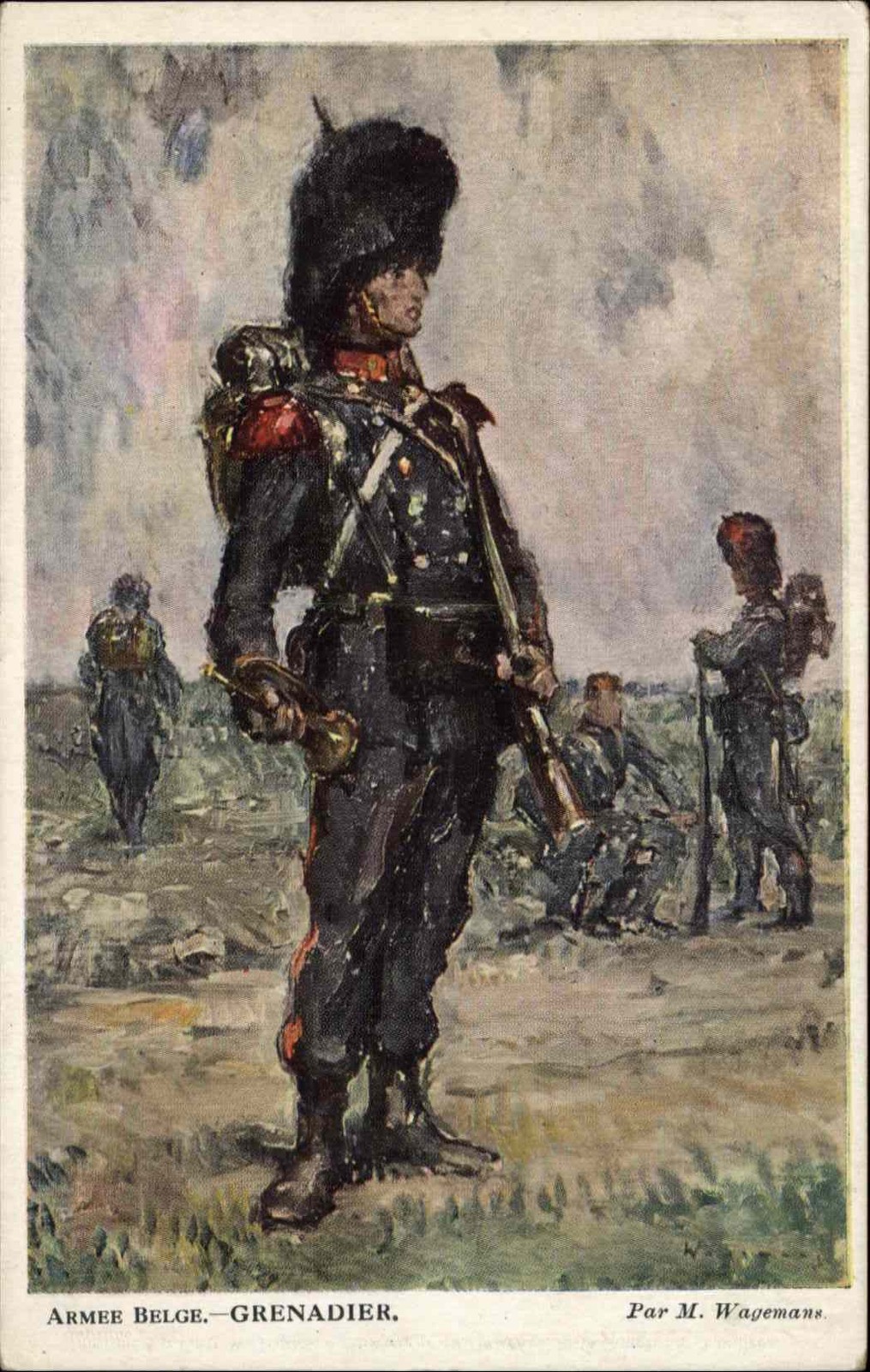 WWI A/s M Wagemans ARMEE BELGE Belgian Army Grenadier Antique Postcard