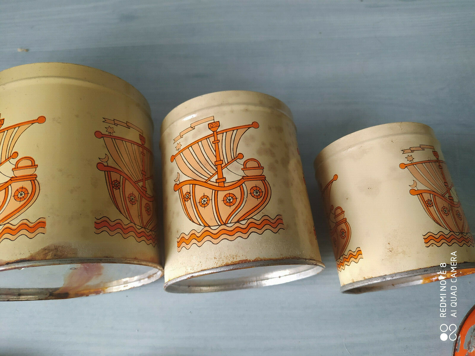 Vintage 60′- 70’ties Tin Box Tea Coffee Canisters Set of 4 boxes