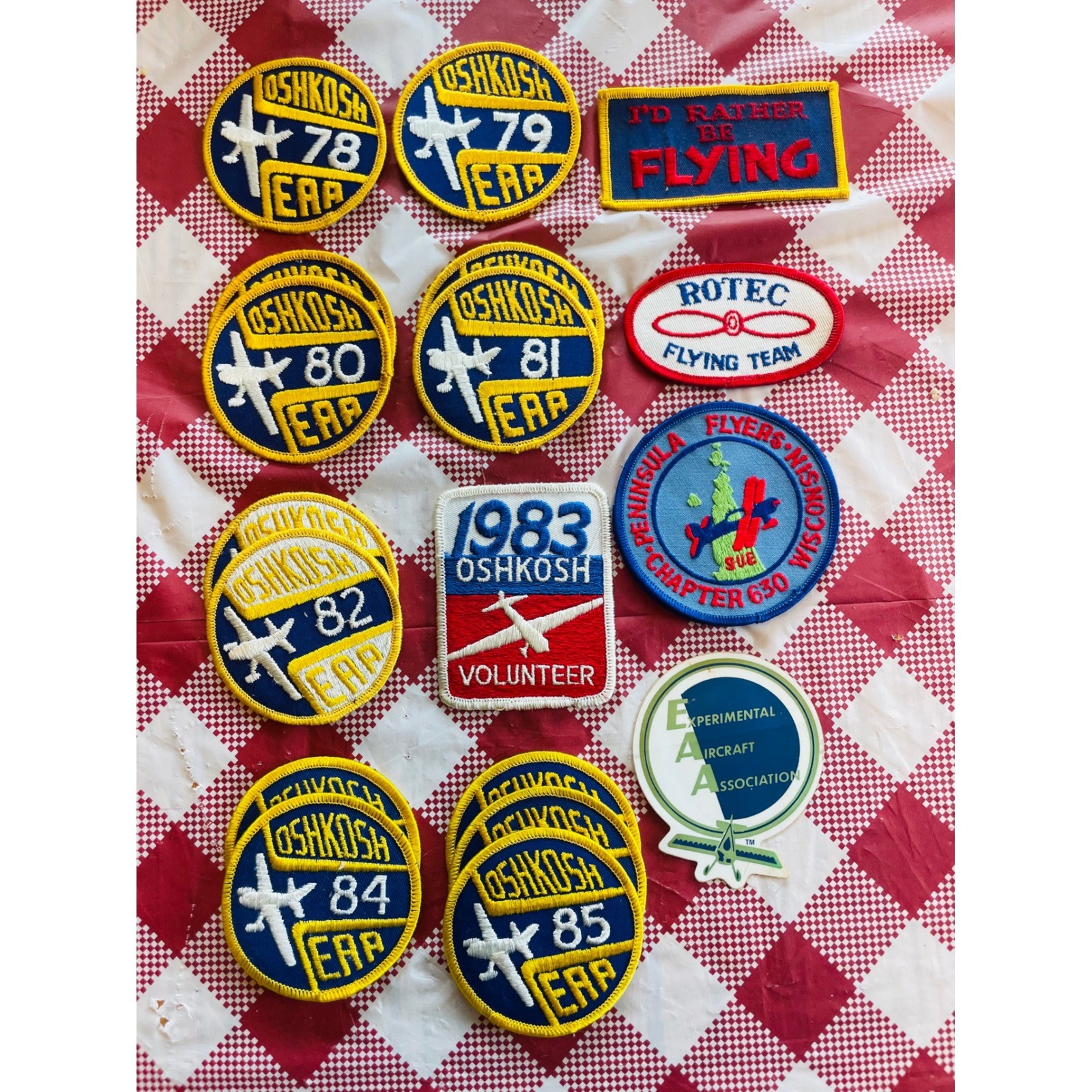 Vintage Oshkosh EAA Aviation Patch Lot 1978-1985 Air Show Pilot Memorabilia 14pc