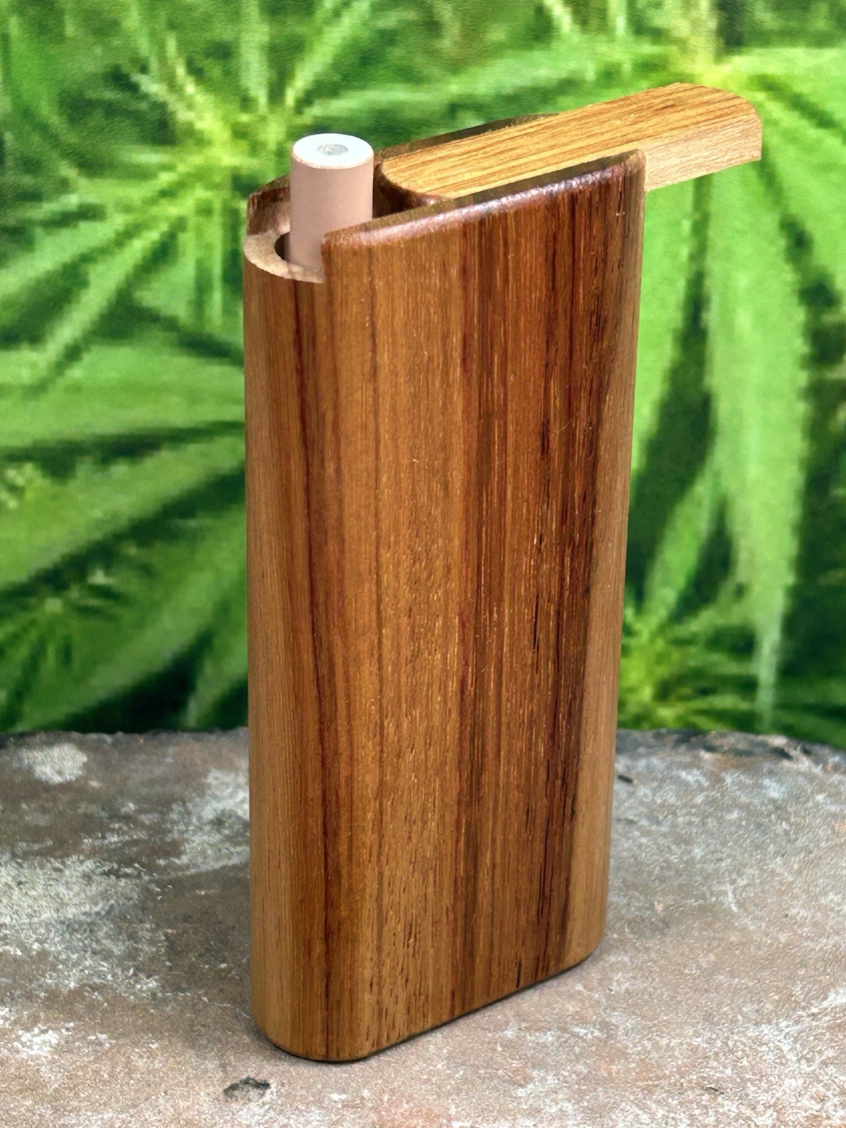 Exotic Wood Stashbox/ Dugout- Figured Canary / Poker, Bat & Extra Spring – USA