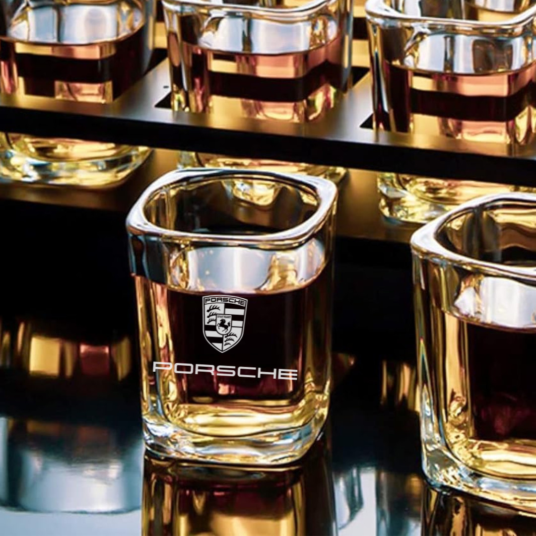 Custom Engraved Porsche Style Shot Glass – 2.2 oz Premium Crystal Shot Glass