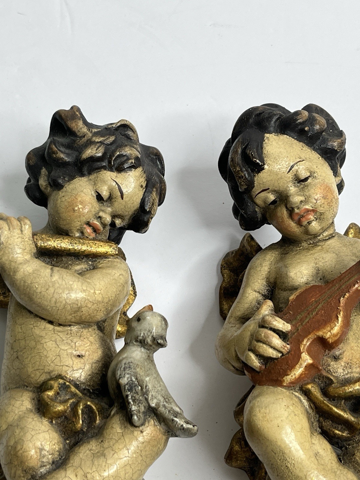 Pair Of Mid 20th Century Italian Putti Baroque-Style Cherubs Hand-Crafted Small
