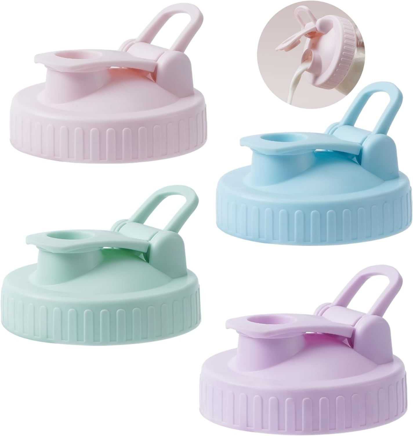 Wide-Mouth Mason Jar Pour Spout Lid – 4 Pack Colorful No Leak Mason Jar Pour Spo