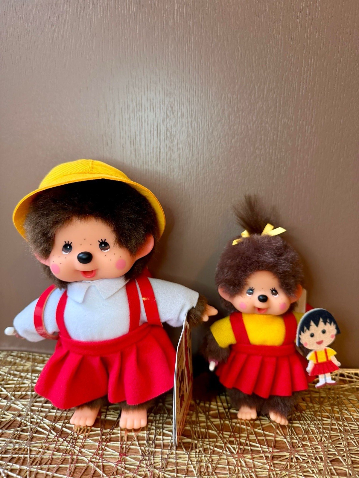 [PAIR] Sekiguchi Monchhichi x Chibi Maruko-Chan Schoolgirl Plush Doll Japan
