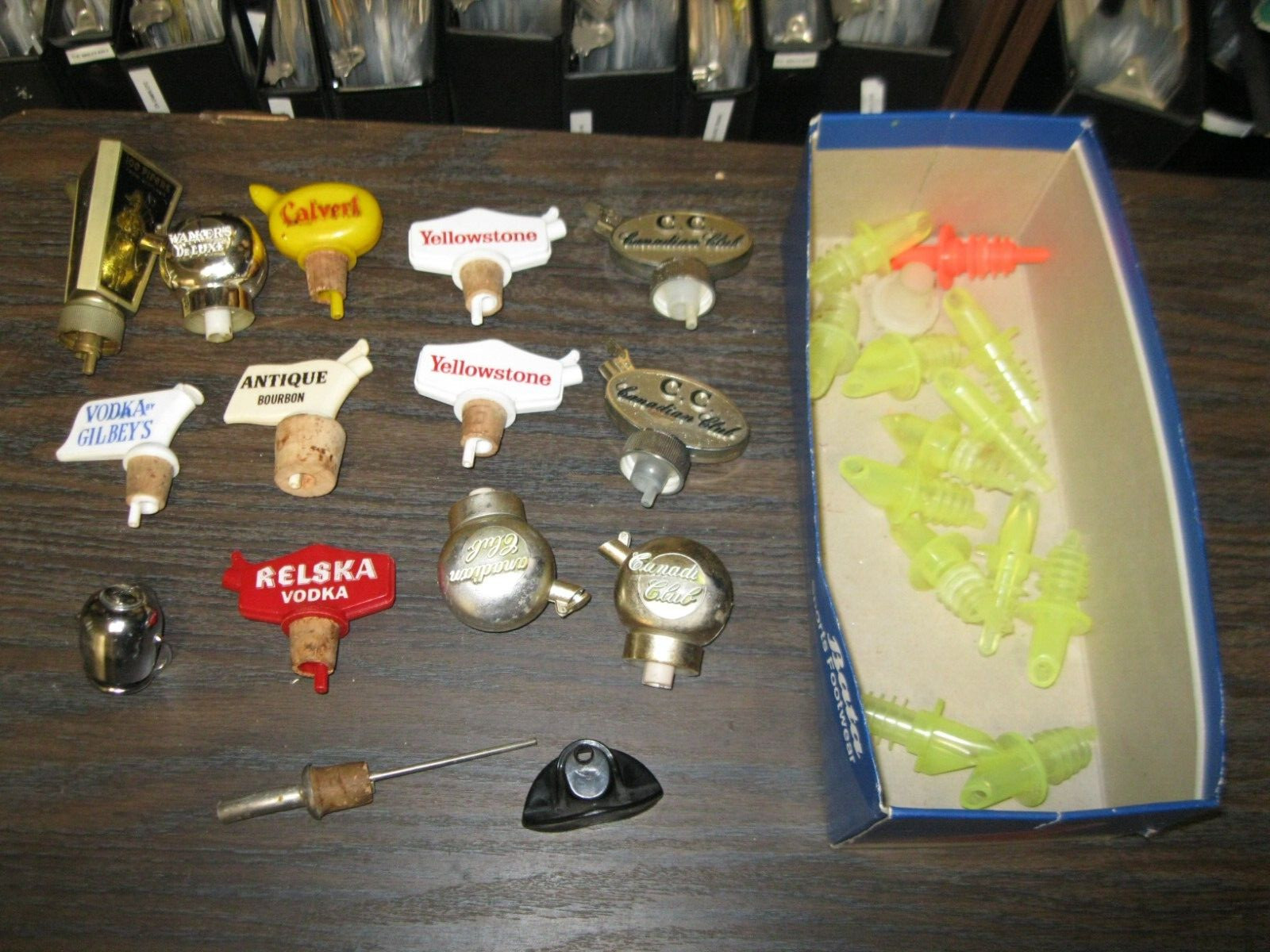 Lot of Cork & Plastic Bottle Pour Stoppers as shown used