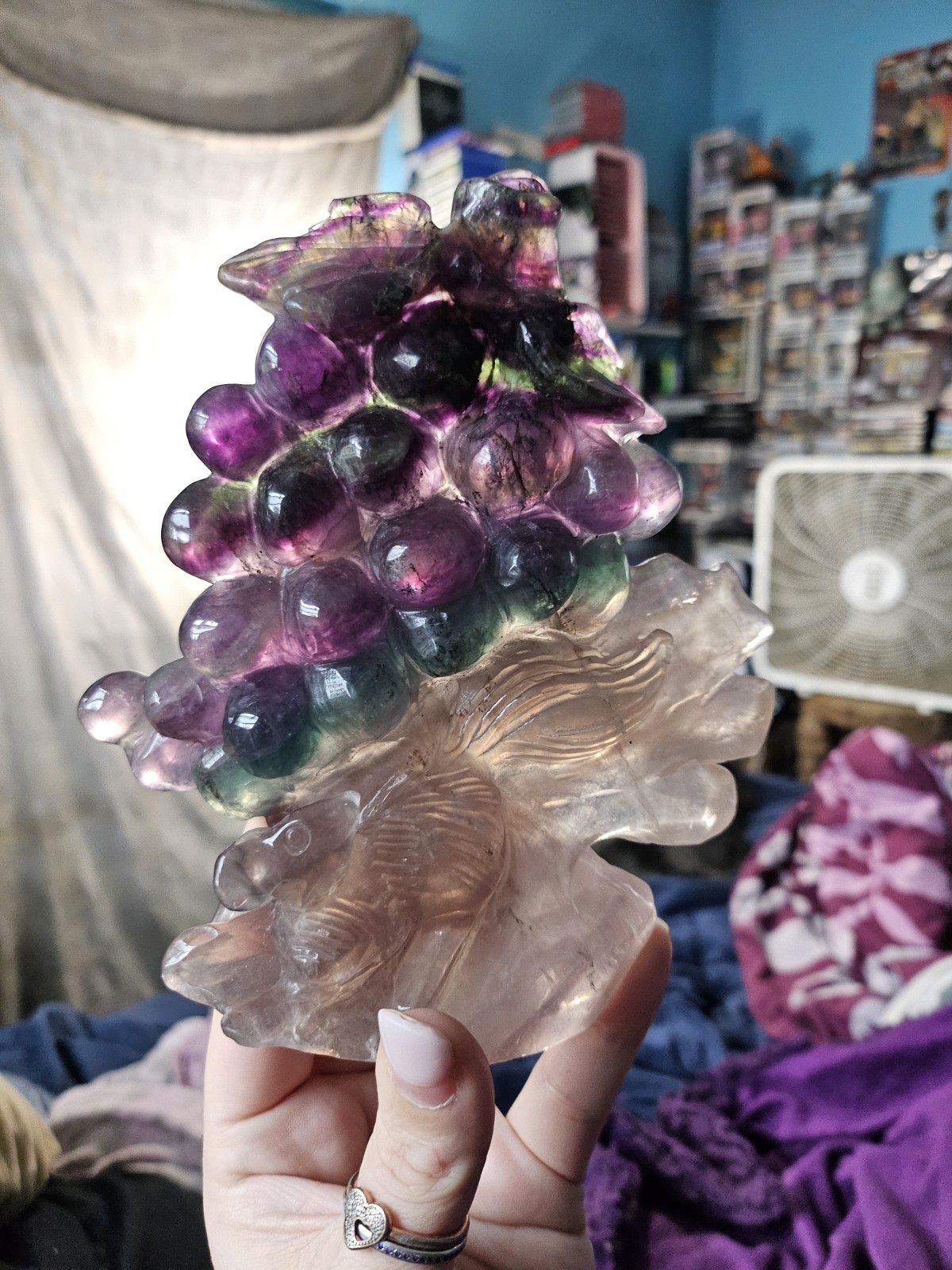 Fluorite Grape And Animal Carving