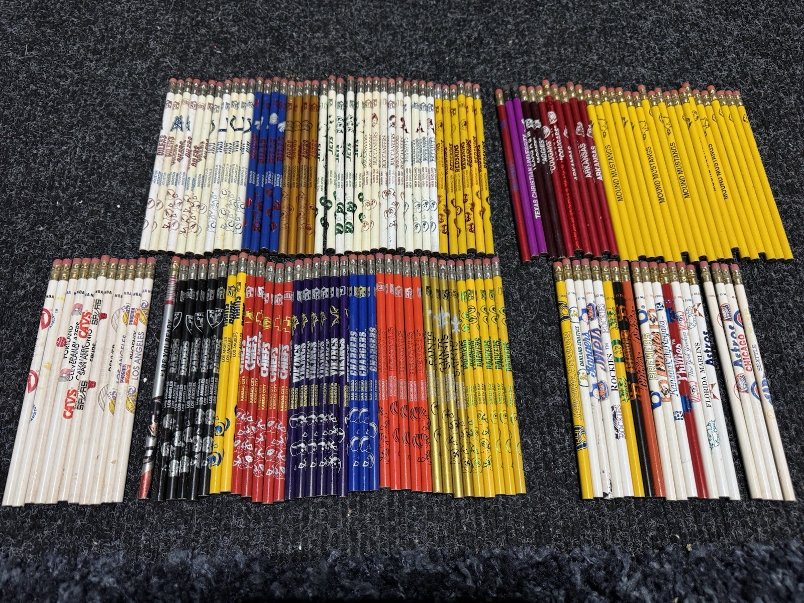 136 Vintage Sports Team Pencils NFL NBA MLB NCAA Souvenir Collector Lot