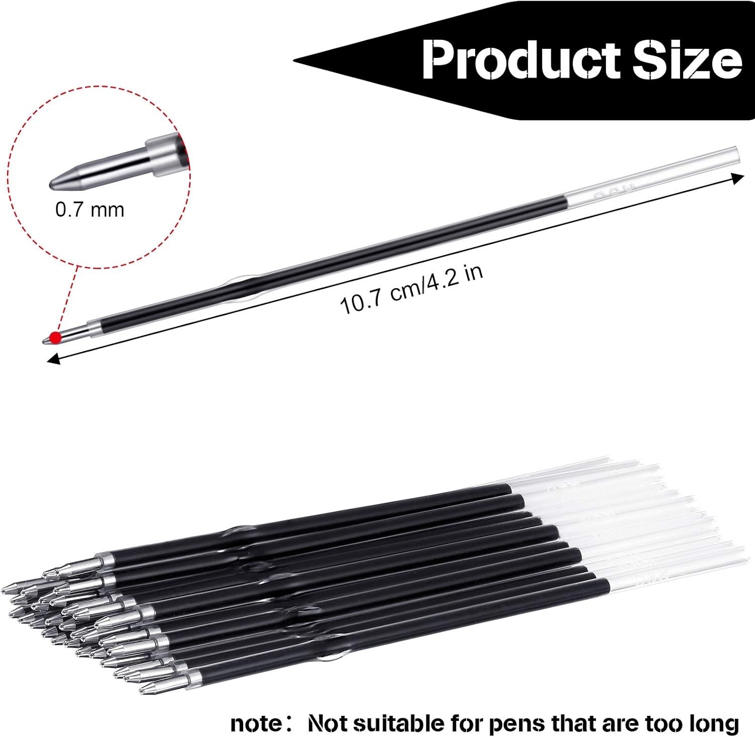 30 Pieces Ink Pen, Ballpoint Pen Refills Replacement Ballpoint Black for Retr…
