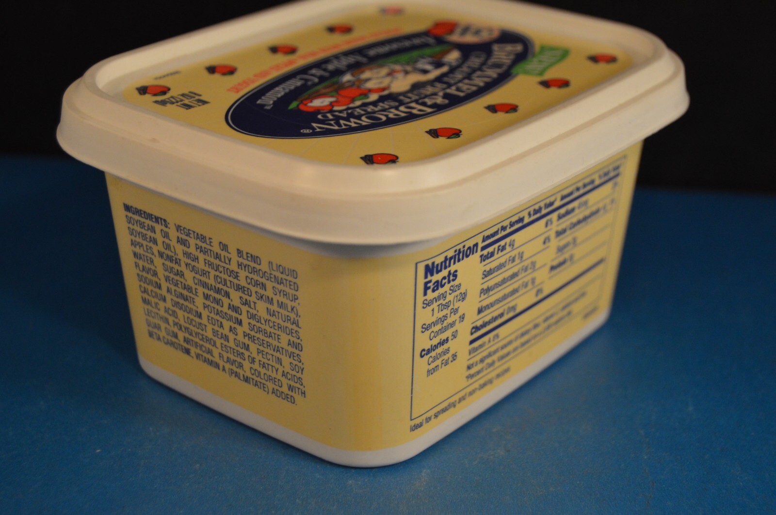 BRUMMEL & BROWN Creamy Fruit Spread EMPTY PLASTIC CONTAINER Apple Cinnamon “Tin”