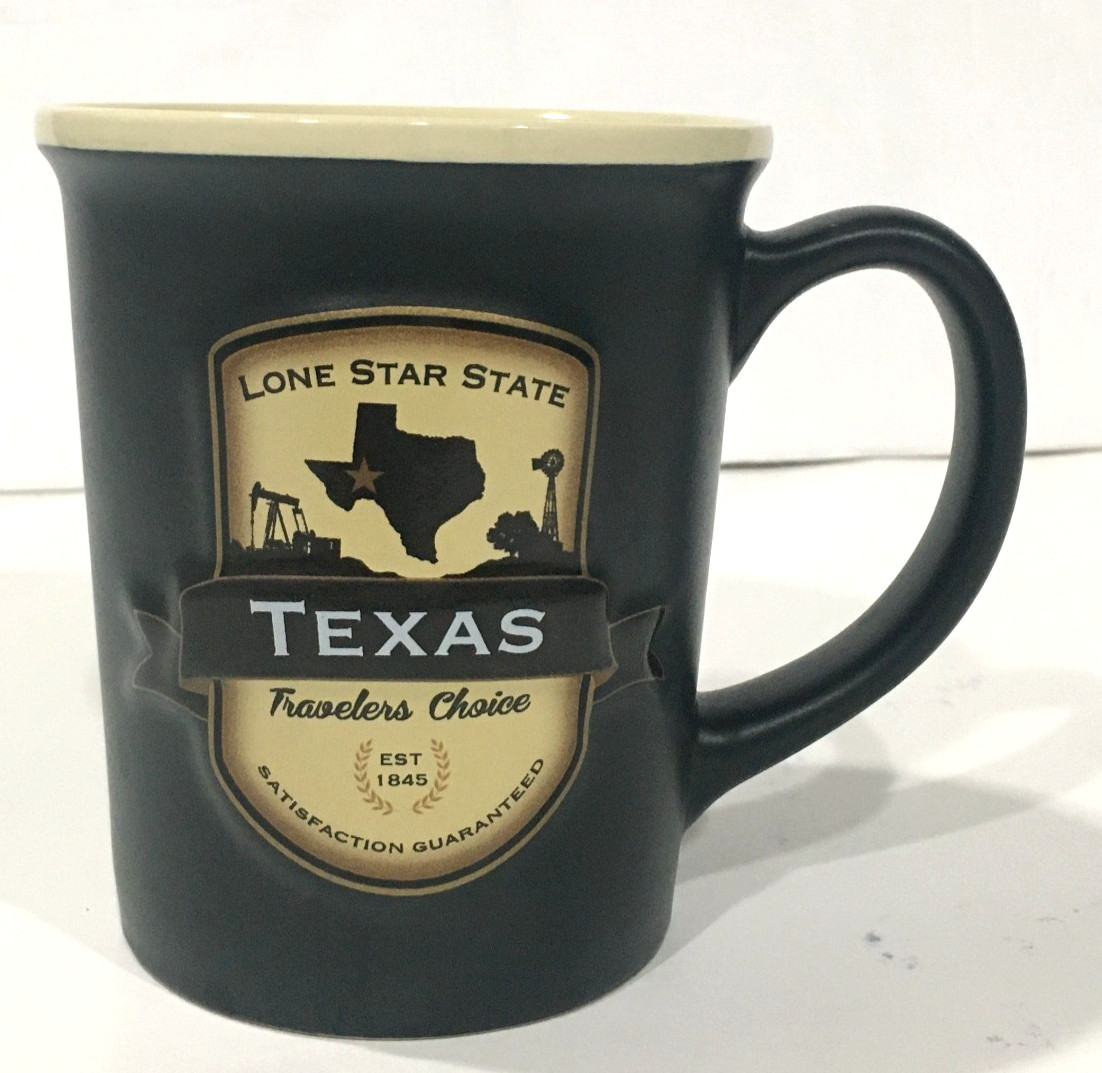 Americaware Lone Star State of Texas Travelers Choice 3-D Mug 18 oz Oil Wells