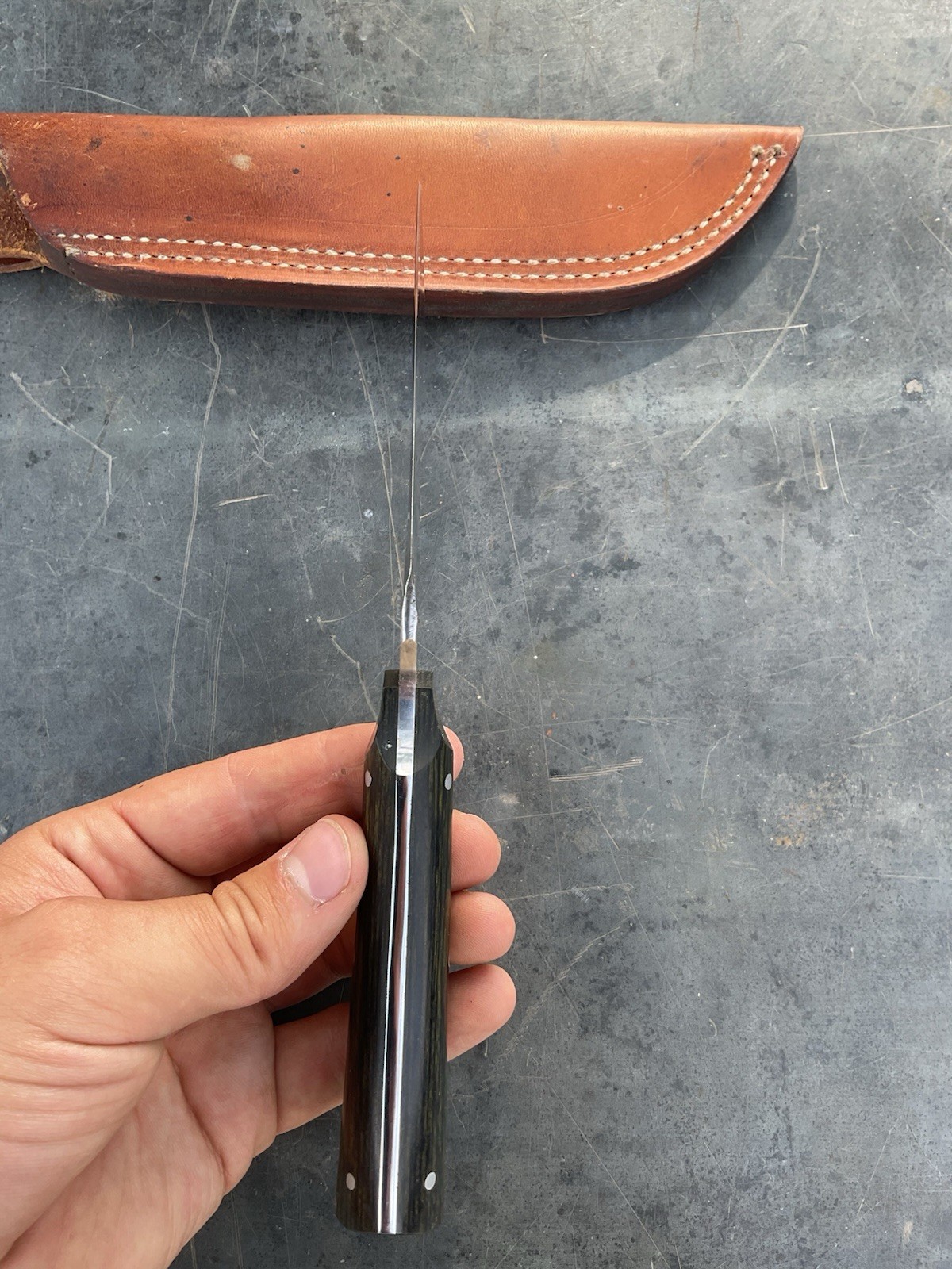 Dunn Custom Handmade Fixed Blade Hunter Skinner Knife w/ Leather Sheath