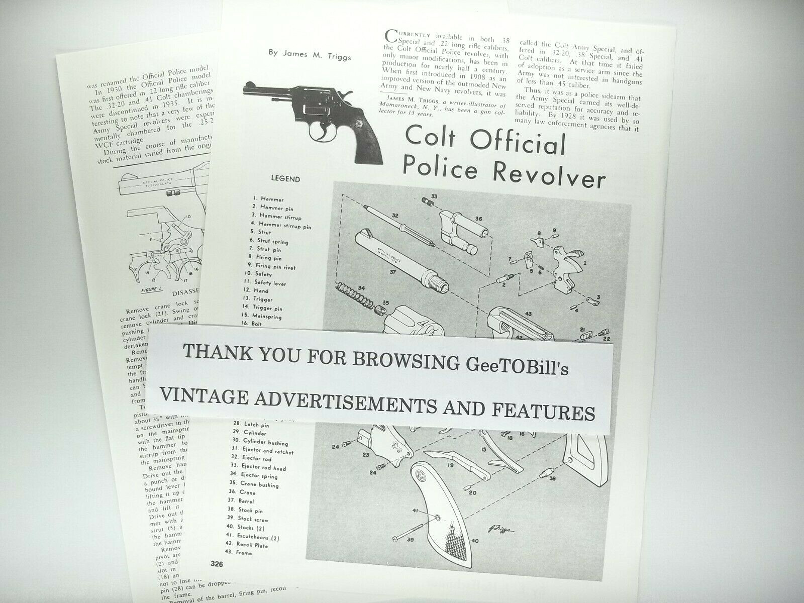 1925 1930 1935 1940 1945 Colt Official Police Revolver 80’s disassembly feature