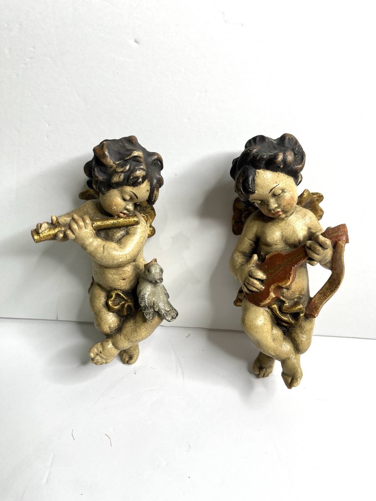Pair Of Mid 20th Century Italian Putti Baroque-Style Cherubs Hand-Crafted Small