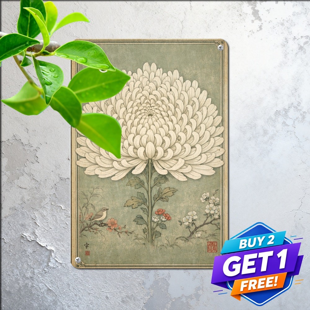White Peacock Ornamental Metal Sign Vintage Bird Garden Wall Decor Plaque 8×12