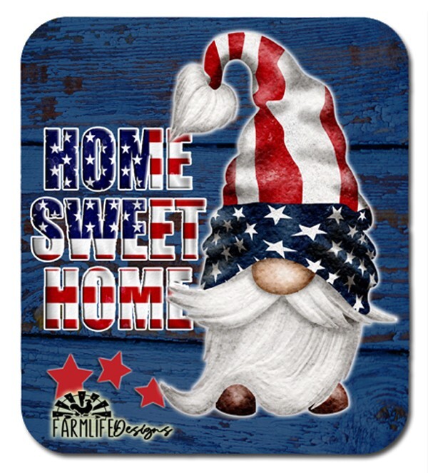 Patriotic Gnome Magnet Home Sweet Home USA America 4″ wide metal handmade gift