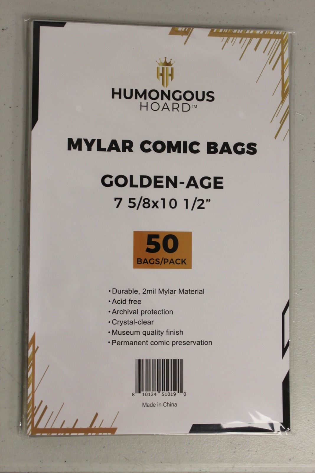 (50) Humongous Hoard Mylar Golden Comic Book Bags Pack