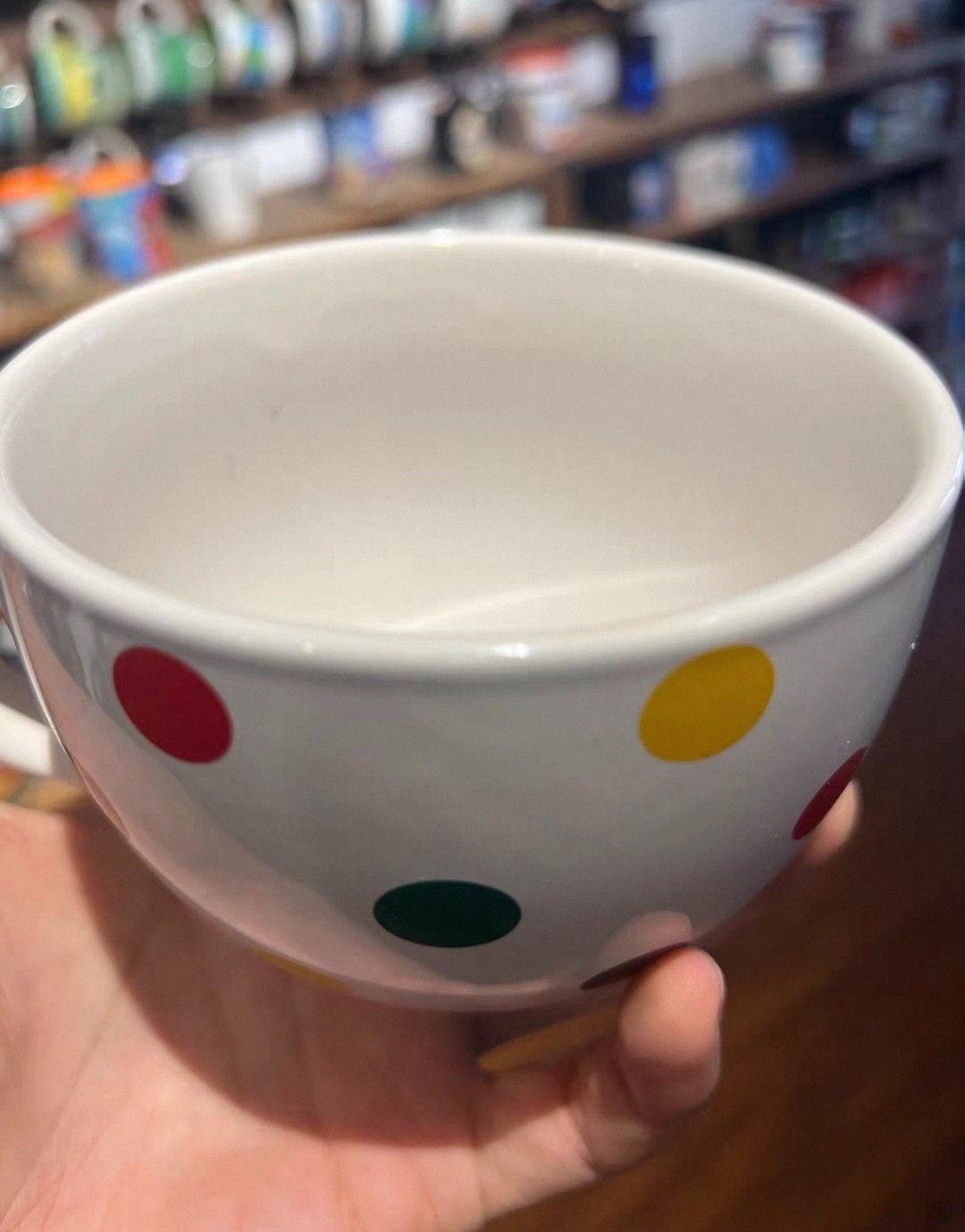 Large Colorful Polka Dot Ceramic Coffee Soup Mug Jumbo Cup with Handle Gift Idea